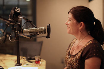 photo of Therese in a radio studio